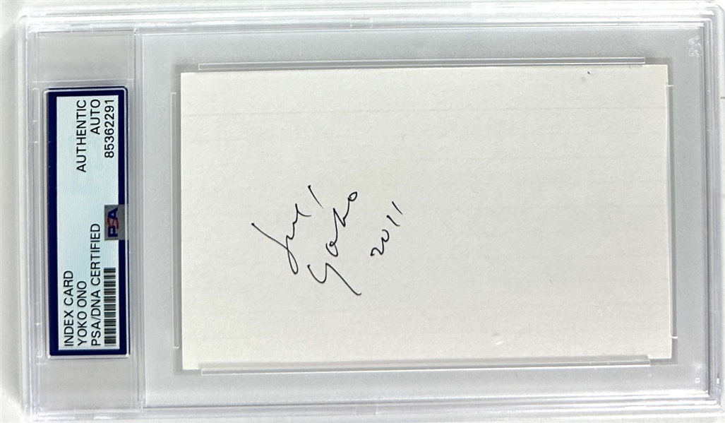 Yoko Ono Signed 3" x 5" Index Card (PSA/DNA Encapsulated)