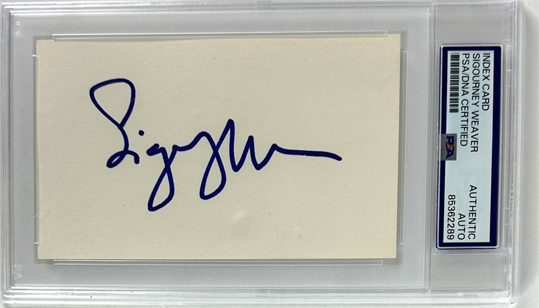 Sigourney Weaver Signed 3" x 5" Index Card (PSA/DNA Encapsulated)