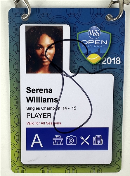 Serena Williams Personally Owned, Signed & Used Players Identification Badge from the 2018 Western & Southern Open (Beckett/BAS) 