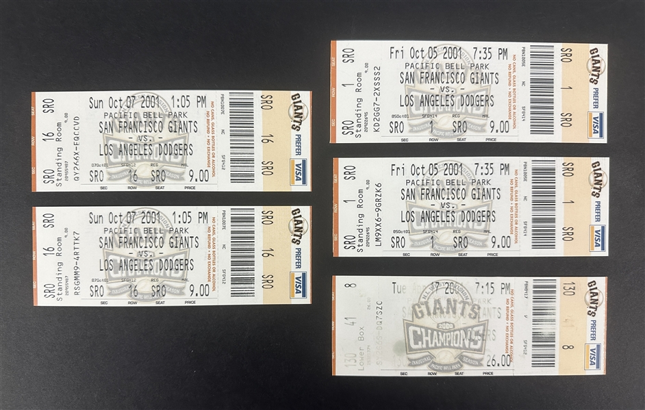 Barry Bonds Historic Home Run Games Ticket Lot (6) Including Record Setting 73rd HR & 500th HR