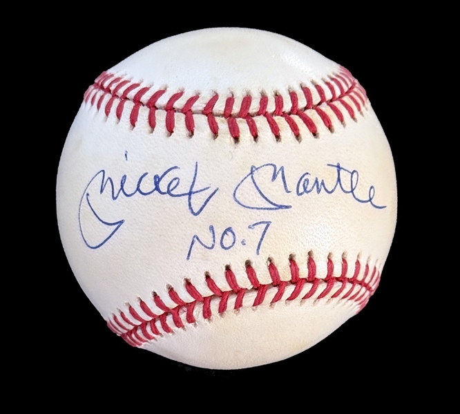 Mickey Mantle Signed "No. 7" OAL Baseball (UDA)