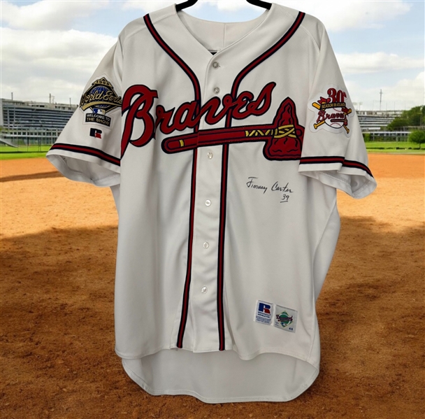 President Jimmy Carter SIGNED Atlanta Braves Jersey (Third Party Guaranteed)