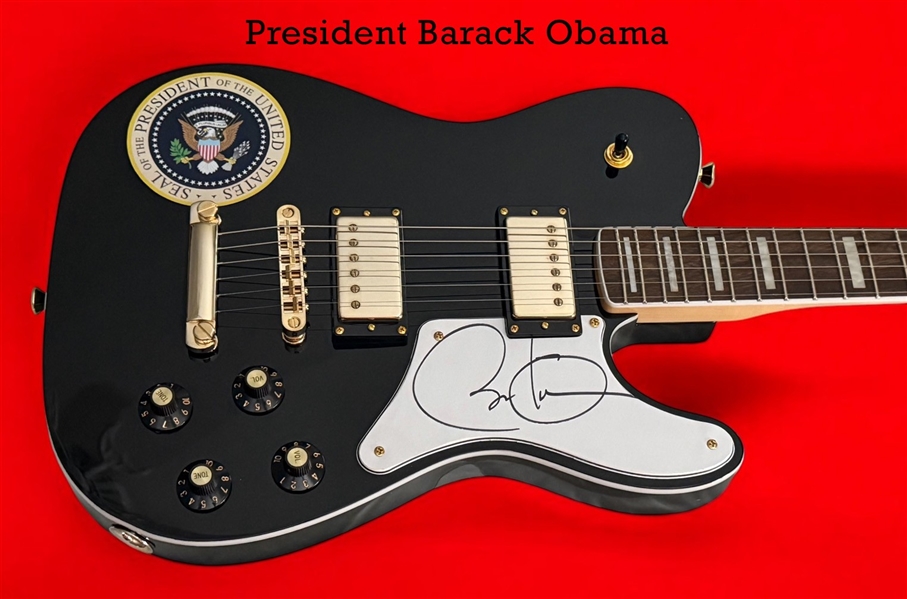 Barack Obama SIGNED Fender Paranormal Black Electric Guitar! (Third Party Guaranteed)