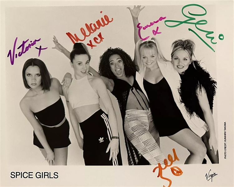 Spice Girls Group Signed 8" x 10" Virgin Promotional Black & White Photograph w/ All Five Members! (Third Party Guaranteed)