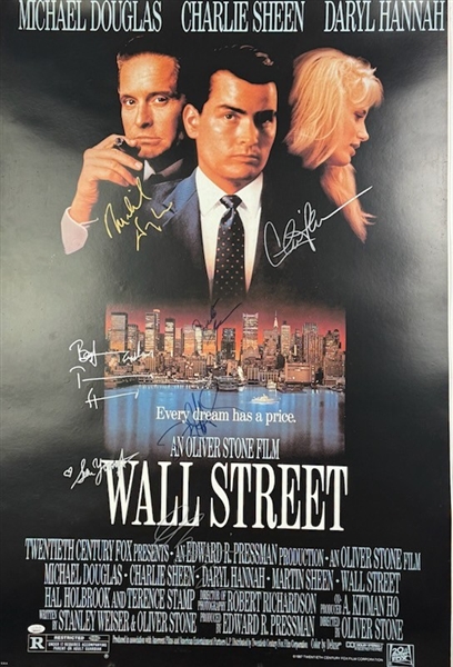 Wall Street Cast Signed 27x40 Full-Size Movie Poster – Douglas, Sheen, Stone & More! (Beckett/BAS & JSA)