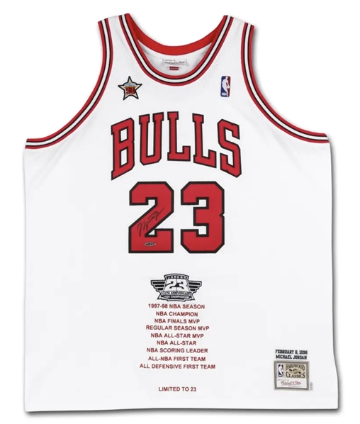 Michael Jordan Signed Ltd. Ed. Career Stat Embroidered Jersey (UDA)