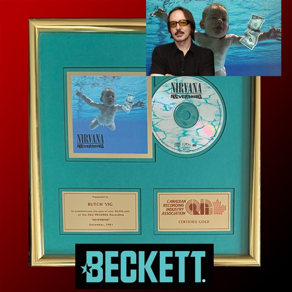 Nirvana: Butch Vig Personally Owned & Signed Canadian Gold Record Award for "Nevermind" (Beckett/BAS)