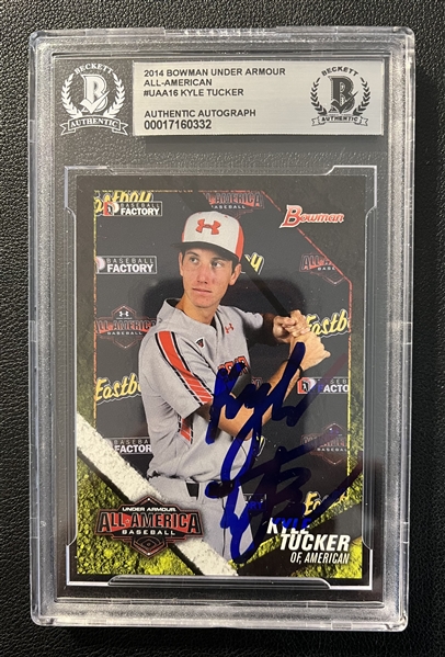 2014 Bowman Under Armour All-American #UAA16 Kyle Tucker Signed Trading Card (Beckett/BAS Encapsulated)