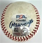 Kyle Schwarber Signed & Game Used 2024 OML Baseball Pitched to Schwarber! & Hit for a Double (7 RBI Game!)(PSA/DNA & MLB)