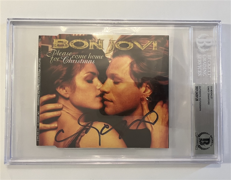 Cindy Crawford Signed Bon Jovi Christmas CD Insert (Beckett/BAS Encapsulated)