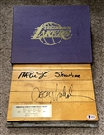 Jack Nicholson & Magic Johnson Dual Signed Authentic Great Western Forum Court Floorboard (BAS LOA & Lakers COA)