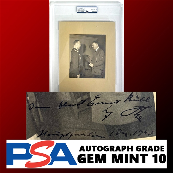 Adolf Hitler War-Dated Signed Photograph Awarding Ernst Kühl the Knight’s Cross with Oak Leaves – PSA/DNA GEM MT 10