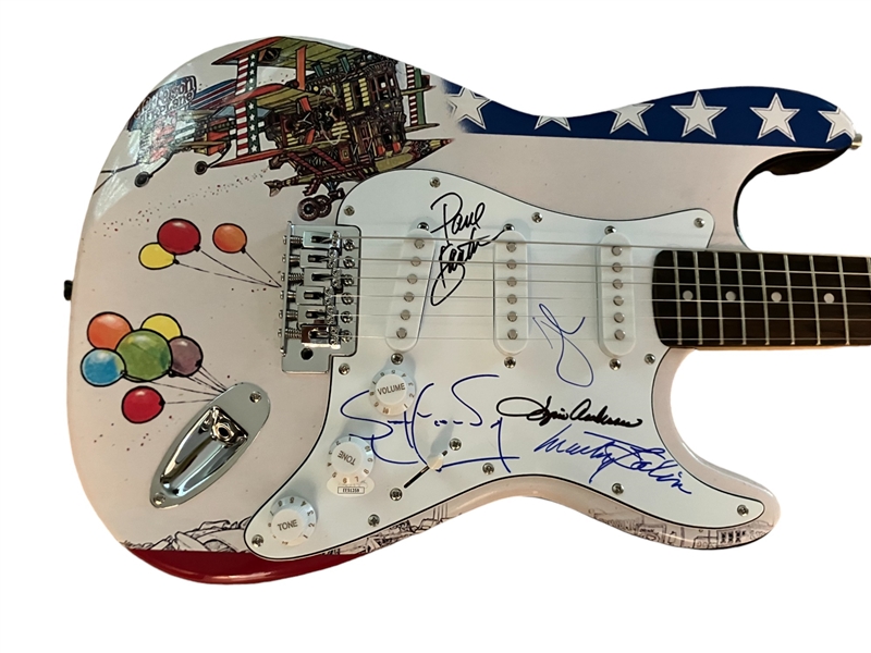 Jefferson Airplane Group Signed Custom Graphic Electric Guitar (5 Sigs)(JSA Sticker)