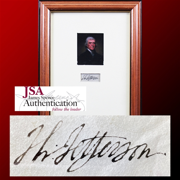 Thomas Jefferson Exceptionally Fine Autograph in Framed Display (JSA LOA)