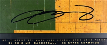 LeBron James Signed Ltd. Ed. Over-Sized 28 x 36 St. Vincent-St. Mary High School Game-Used Floor Piece Framed Display (Upper Deck/UDA COA)