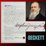 Brigham Young Boldly Signed Salt Lake City Land Deed - Selling A Plot of Land to His Daughter! (Beckett/BAS LOA)