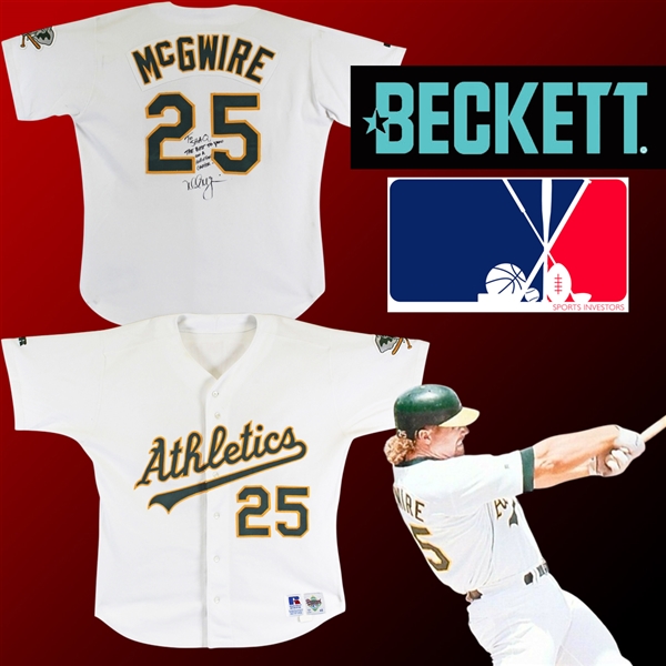 1993 Mark McGwire Game Used Athletics Jersey Signed & Inscribed for Shaquille ONeal - From Shaqs Personal Collection! (Sports Investors LOA, Shaq LOA & Beckett/BAS LOA)