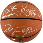 Michael Jordan, Larry Bird & Magic Johnson Signed NBA Legends Spalding NBA Game Model Leather Basketball (UDA, Beckett/BAS & Bird Hologram)