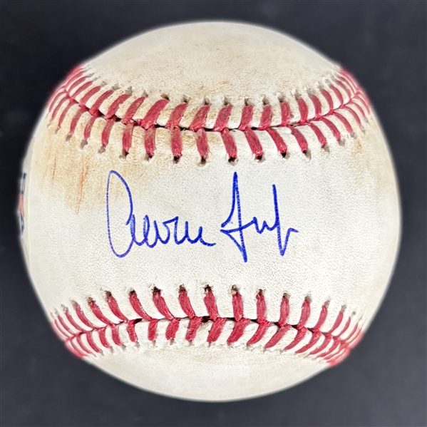Aaron Judge Game Used & Signed OML Baseball :: Used 6-11-2022 CHC vs NYY :: Judge 2-HR, 3 RBI Game! (62 Home Run Season)(MLB Holo & PSA/DNA)