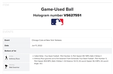Aaron Judge Game Used & Signed OML Baseball :: Used 6-11-2022 CHC vs NYY :: Judge 2-HR, 3 RBI Game! (62 Home Run Season)(MLB Holo & PSA/DNA)