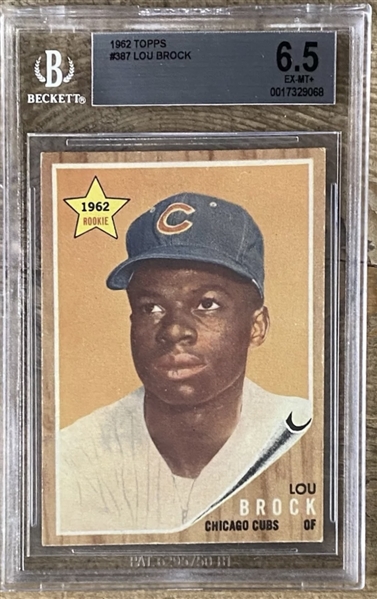 1962 Topps #387 Lou Brock Rookie Card - Beckett 6.5