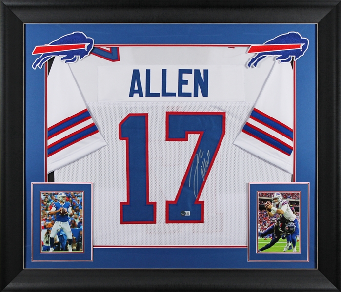 Buffalo Bills: Josh Allen Signed White Pro Style Framed Jersey (Beckett/BAS Witnessed) 