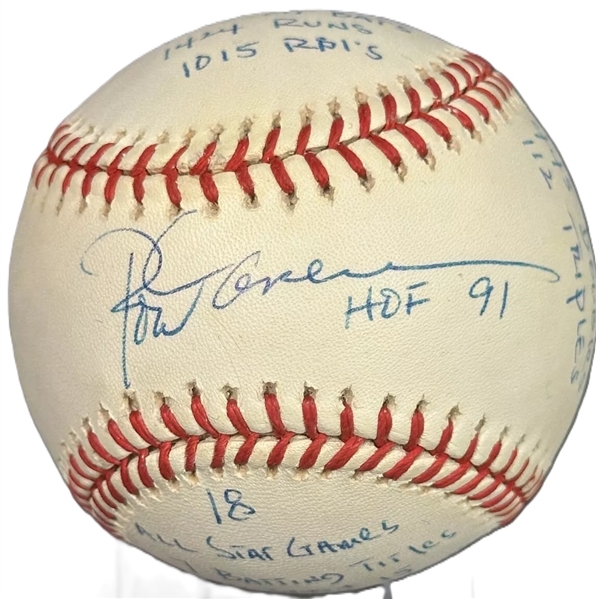Rod Carew Signed & Inscribed OML Baseball w/ 18 Stats! (Reggie Jackson & Third Party Guaranteed)