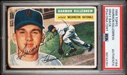 1956 Topps #164 Harmon Killebrew Gray Back Vintage Signed Trading Card - PSA/DNA Authentic