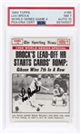 1969 Topps World Series Game 4 #165 Lou Brock Signed Trading Card - PSA NM 7 Auto 10