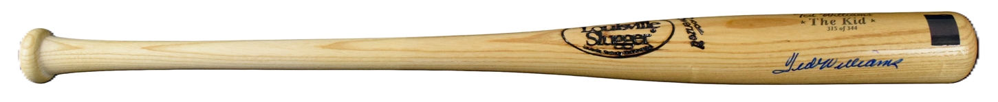 Ted Williams Near-Mint Signed Limited Edition Full Size Louisville Slugger Baseball Bat (Green Diamond & Third Party Guaranteed)