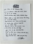 Sly Stone Signed Full Lyrics to Hot Fun in the Summertime (JSA) (Ulrich Collection)