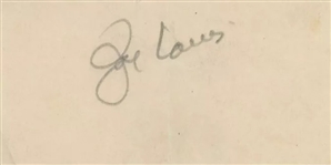 Joe Louis Vintage Signed 3.5 x 2 Album Page (Third Party Guaranteed)