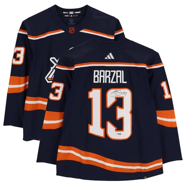 MATHEW BARZAL Autographed Islanders Authentic 2023 Reverse Retro Jersey Size 54 (Fanatics)