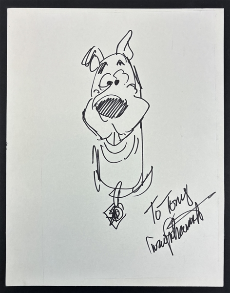 Iwao Takamoto Signed 11" x 14" Page w/ Scooby-Doo Sketch (Third Party Guaranteed)