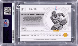 2010 Playoff National Treasures Century Material Signature /10 Kareem Abdul Jabbar - PSA MINT 9 Auto (PSA Encapsulated)