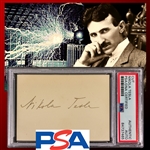 Nikola Tesla ULTRA RARE 3.75" x 2.5" Signed Card - One of The Rarest Autographs in Modern History! (PSA/DNA Encapsulated)