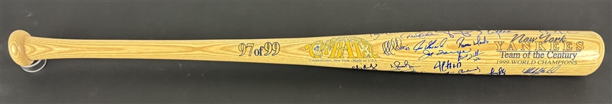 1999 World Champion NY Yankees Team Signed Cooperstown Bat (24/Sigs) (JSA) 