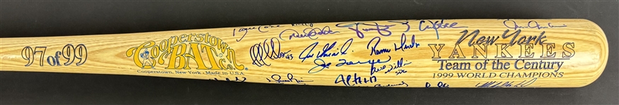 1999 World Champion NY Yankees Team Signed Cooperstown Bat (24/Sigs) (JSA) 