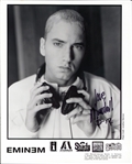 Eminem Signed 8x10 Black & White Promotional Photo – "Love, D-12" Inscription (Beckett/BAS)