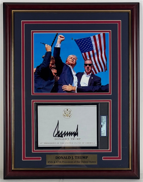 Framed Donald Trump Signed Bookplate & Historic Photograph (PSA/DNA )