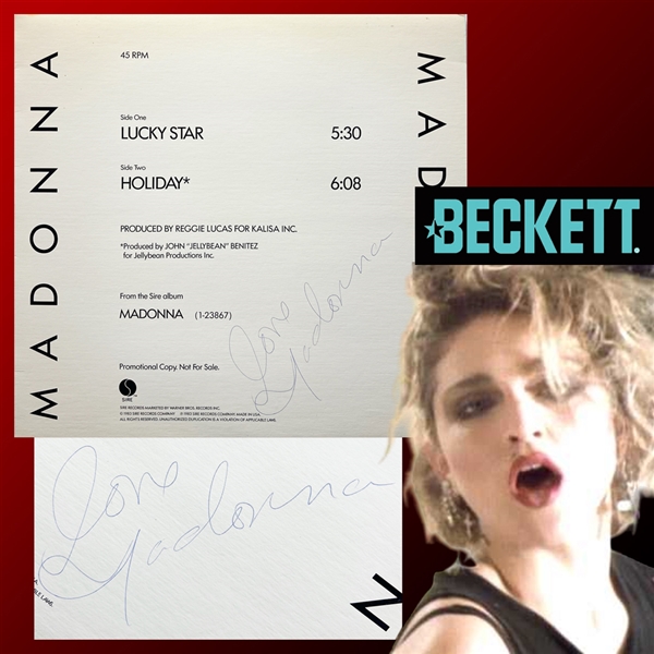 Madonna ULTRA RARE Vintage In-Person Signed "Lucky Star" 12-Inch Promo Single Release with Incredible Every-Letter Early Autograph! (Beckett/BAS LOA & Ex. John Brennan Collection) 