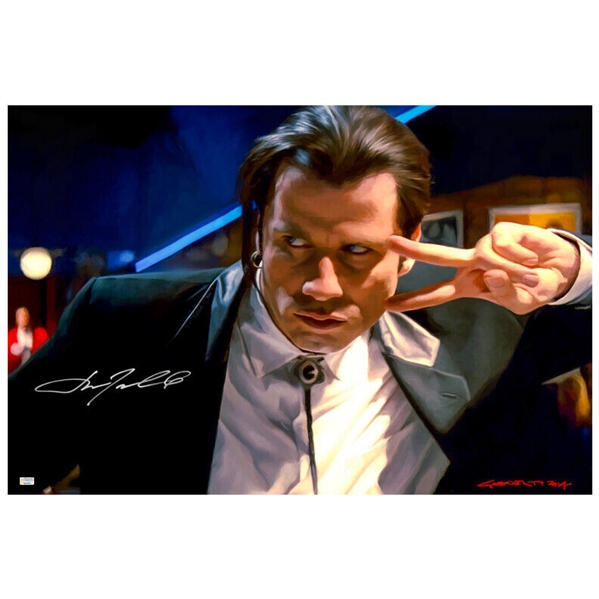 John Travolta Signed 20" x 30" Vincent Vega Pulp Fiction Art Photograph (Celebrity Authentics)