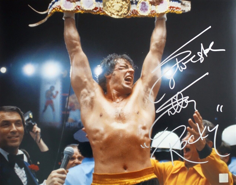 Sylvester Stallone Terrific Signed & Inscribed 20" x 16" Color Photo from "Rocky II" with "Rocky" Inscription (ASI COA & Beckett/BAS LOA)