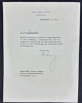 President John F. Kennedy Signed White House Letter from 1963 - A Birthday Greeting to Prominent Florida Representative Claude Pepper (Beckett/BAS LOA)