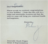 President John F. Kennedy Signed White House Letter from 1963 - A Birthday Greeting to Prominent Florida Representative Claude Pepper (Beckett/BAS LOA)