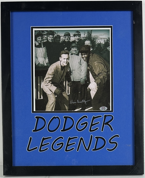 Vin Scully Signed Photograph with Jackie Robinson in Custom Framed Display (PSA/DNA)