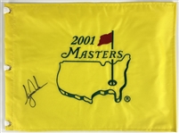 Tiger Woods Signed 2001 Masters Commemorative Pin Flag (PSA/DNA)
