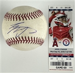 Shohei Ohtani Signed & Game Used OML Baseball from 9-10-2018 Game with Original Ticket - LAA vs. TEX - Ohtani Goes 2-for-4 with RBI (Rookie Season)(PSA & MLB Holo)