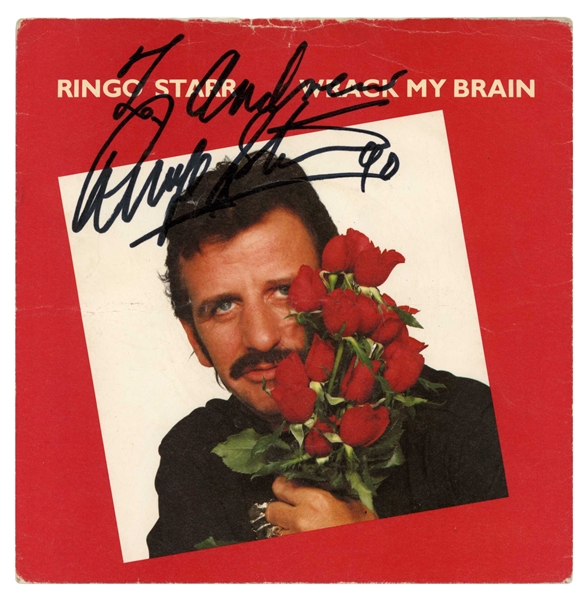 Ringo Starr 1990 Autographed "Wrack My Brain" Vinyl Single (UK) (Tracks LTD)