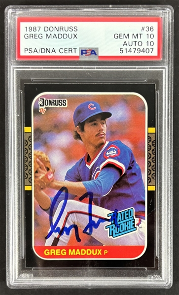 Greg Maddux Signed 1987 Donruss #36 Rookie Card w/ Gem Mint 10 Grades! (PSA/DNA)